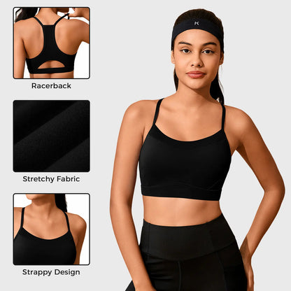 Aoysky Women'S Buttery Soft Racerback Padded Wireless Sports Bra - Built-In Bra Crop Top for Yoga, Gym Workouts
